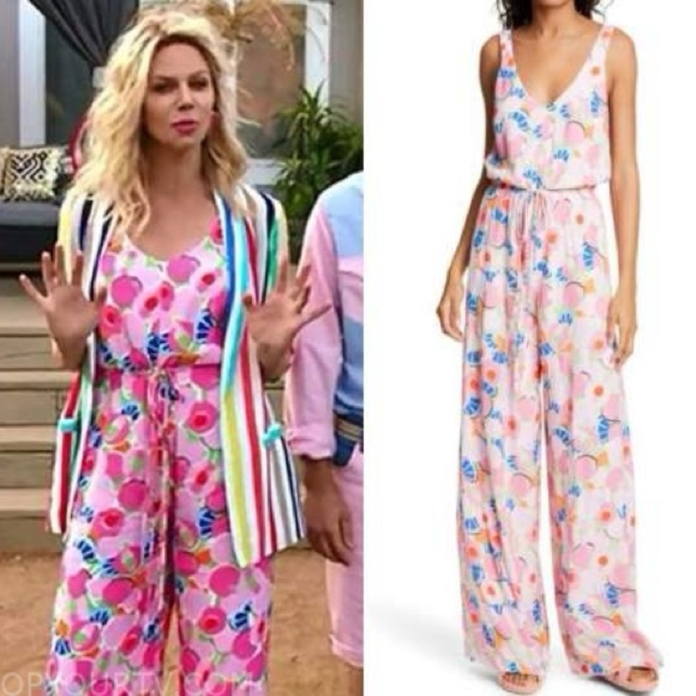 STAUD abstract peach blosson jumpsuit - Picture 5 of 10